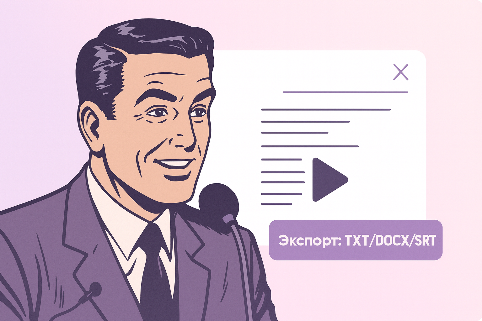 Транскрибация аудио и видео в текст — обложка